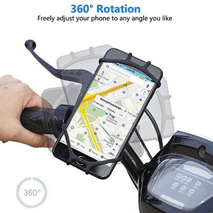Kinizuxi Bike Phone Mount,360°Rotation Detachable Handlebar of Motorcycle Phone Mount,Adjustable Silicone Bike Phone Holder Compatible for iPhone,Android Cell Phones(Black) - color: One Black