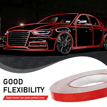 Car Reflective Strip Sticker, 0.39" x 197" Waterproof Car Body Reflective Tape, DIY Night Visibility Warning Rim Strip Decal, Universal for Most Cars, Motorcycles, Bikes (Red) - color: Red