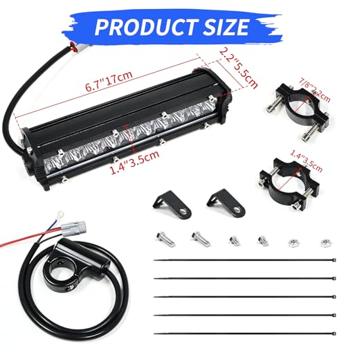 60W 4200LM Dirt Bike LED Light Bar, 12V Plug & Play Motorcycle Handlebar Light Kit for 7/8" CRF XR KX KLX TTR PW RM Pit Bike ATV UTV, Universal Front Auxiliary Driving Light