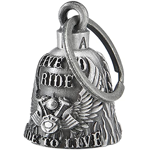 Dream Apparel Motorcycle Bell Guardian Angel Drive Away Gremlin, Biker Bell for Men Women Rider Riding, Good Luck Gift - color: Live to Ride & Ride to Live & Wings