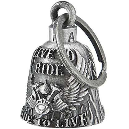 Dream Apparel Motorcycle Bell Guardian Angel Drive Away Gremlin, Biker Bell for Men Women Rider Riding, Good Luck Gift - color: Live to Ride & Ride to Live & Wings