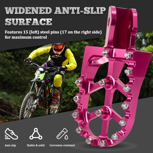 XINGWU Dirt Bike Foot Pegs for Surron Light Bee X/S E-Ride Pro SS/SR/S Talaria MX3 MX4 Segway X160/X260 CRF150F 230F 250F Electric Dirt Bike Foot Peg Rests (Pink) - color: Pink