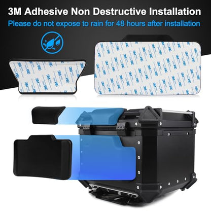 Motorcycle Top Case Passenger Backrest, PSLER Universal Motorcycle Back Cushion Top Box Trunk Cushion Tail Box Case Cushion Passenger Backrest Back Pad Trunk Sticker Decal Backrest