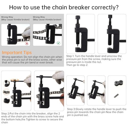 Windance 13Pcs Chain Breaker Tools Chrome Vanadium Steel Chain Removal Cutter Riveter Kit, #35 420 428 520 525 528 530 630 Repair Tool for Motorcycle ATV Dirt Bike Scooter Bicycle Tractor