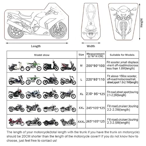 Motorcycle Cover Waterproof Rain and Dust UV(XX-Large) - color: XX-Large