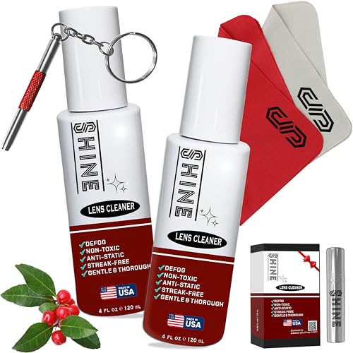 Shine Liquid Cleaner (2) x 4oz Spray Powered by SIBERIAN USA, (2) Fabric Clothes, (1) Screwdriver, (1) Travel Bottle for Camera, Devices, Eyewear 250ml - size: 8.5 Fl Oz Best Value