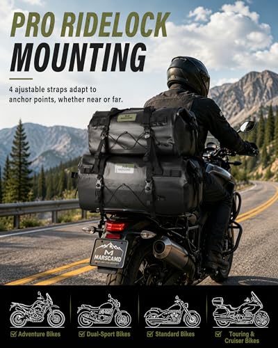 Marscamd Waterproof Motorcycle Dry Bag, Tail Saddle Luggage with 4 Quick-Release Mounting Straps, Roll-Top Closure, Travel Duffel for Motorcycling, Camping, Road trips (Black, 30L)