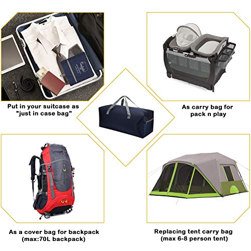 Foldable Duffel Bag 30" / 75L Lightweight with Water Rresistant for Travel-Navy Blue - color: Navy-75L