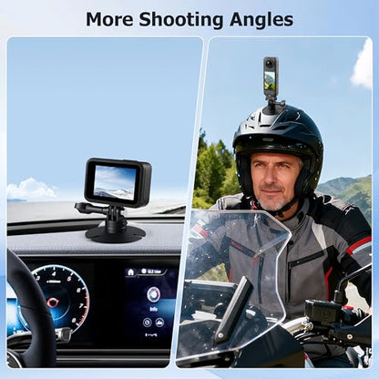 Flexible Adhesive Helmet Mount for DJI Osmo Action 6 5 pro 4 Nano for Insta360 X5/X4 GO Ultra Action Camera Snowboard Surfboard for GoPro Hero 13/12/11/10/9/8 Mount Kit (2 PCS)