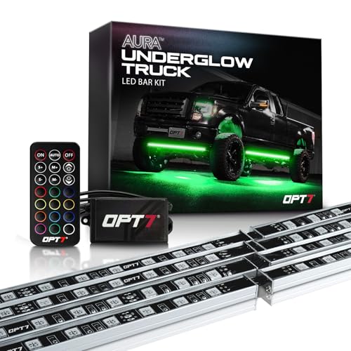 OPT7 Aura Aluminum Underglow LED Lighting Kit for Truck with Remote Control, 12V Exterior Waterproof Light Bar, RGB Multicolor Neon Accent Under Car Decorations, Off Road Pickup Jeep Gifts - size: 2. Truck/SUV/Van