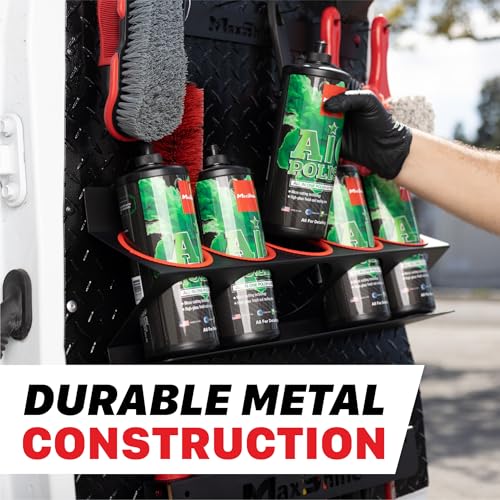 Maxshine Universal Detailing Spray Bottle Holder – Mobile Detailing & Car Garage Organizer, Holds 5 Bottles (16/32oz) with 4 Small Holes – Lightweight Design, Easy Wall Mounting (Blank)