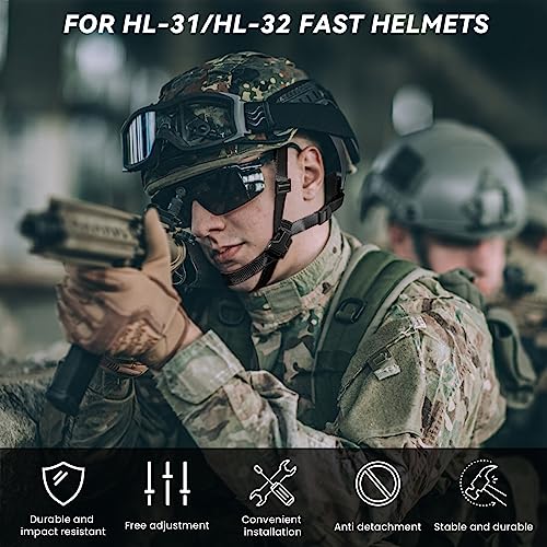 Tactical Helmet Chin Strap Adjustable Dial 4 Points Suspension System with Bolts and Screws for Tactical Fast MICH Bump Helmet Accessory - color: Style 2-Black