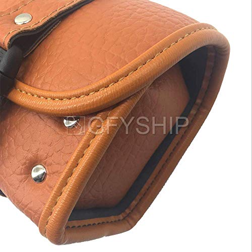 Motorcycle Fork Bag Orange Waterproof Motorbike Tool Bag Handlebar Bag PU Leather Saddlebag Front Rear Storage Tool Pouch