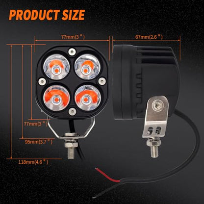 LED Red Offroad Driving Fog Lights Pod Lights Auxiliary Work Lights 2Pcs 40W 3Inch Red Hunting Fishing Lights fit for Fish Pig Truck Deer Hog Predator ATV 4WD Truck Trator Cart Boat Golf - size: Red