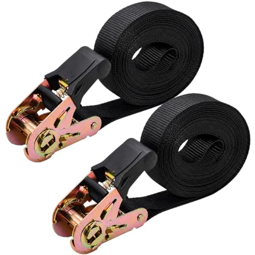 BoxerTool BXR Black Strap Down Ratcheting Securing Straps 1" x20' Track Spring Fittings, Tie-Down Motorcycles, Trailer Loads, Kayak, Rubber Handle Ratcheting Strap - size: 1"x20' - 2pcs