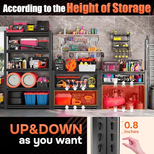 16"W Garage Shelving Unit, 2000 lbs Heavy Duty Storage Shelves Easy Assembly, 4-Tier Adjustable Metal Steel Utility Shelf Rack for Garage, Basement, Warehouse, 53.4" H x 15.8"W x 15.8"D - size: 4 Tier | 54" H x 16" W x 16" D