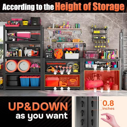 16"W Garage Shelving Unit, 2000 lbs Heavy Duty Storage Shelves Easy Assembly, 4-Tier Adjustable Metal Steel Utility Shelf Rack for Garage, Basement, Warehouse, 53.4" H x 15.8"W x 15.8"D - size: 4 Tier | 54" H x 16" W x 16" D