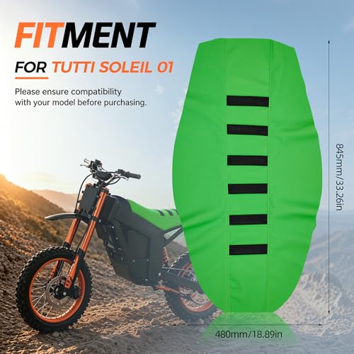 Electric Dirt Bike Seat Cover for Tutti Soleil 01,Black Stripe Non-Slip Motorcycle Cushion Cover for Tuttio Soleil01-Green - color: Green