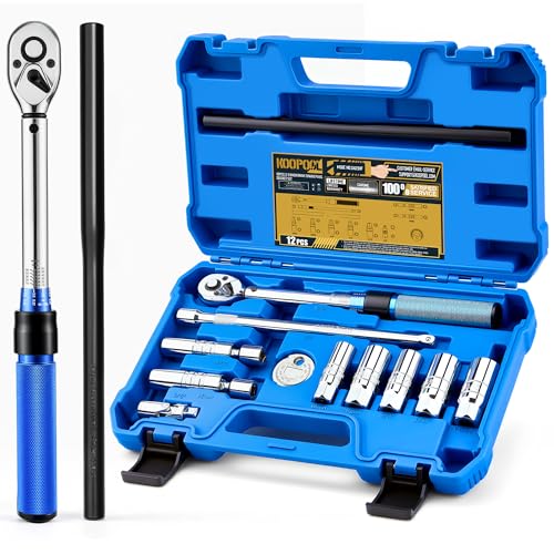 12pc Magnetic Spark Plug Socket Set with Installation Tube, 3/8" Click Torque Wrench, Spark Plug Gap Tool, Magnetic Swivel Sockets, U Joint and 10" Extension Bar（12pcs） - style: Pro Torque-Control Set