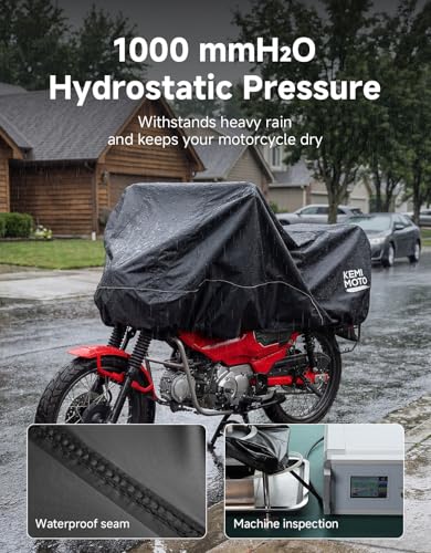 KEMIMOTO Waterproof Motorcycle Half Cover Outdoor Indoor Fit for Mini Bike Scooter Trail Bike Grom Navi CT125 Ruckus Z125 Pro Trail 125 Hunter Cub All Weather Dust Sunlight Rain Windproof Cover - size: Mini Bike/Scooter/Trail Bike