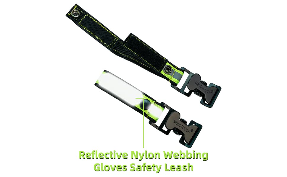 MELOTOUGH Firefighter Glove Strap | Work Glove Holder Clip with Glove Leash Swivel Snap Hook,Alligator Clip - color: Hi-vis Lime