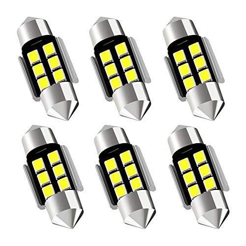 AUXLIGHT DE3175 DE3021 DE3022 3175 31MM 1.22”Festoon Canbus Error Free LED Interior Light Bulbs 6000K Xenon White, Super Bright 6SMD Chips for Dome Map Door Courtesy License Plate Lights (Pack of 6) - color: Xenon White, size: 31MM