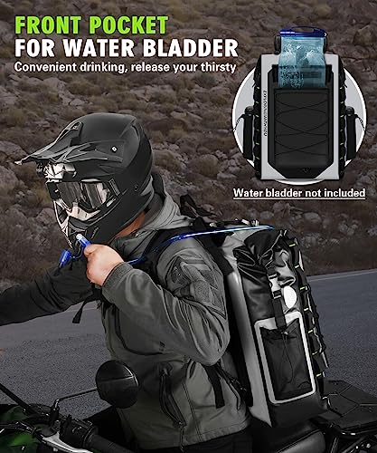 NICECNC Waterproof Motorcycle Backpack 40L, 500D PVC Multi-functional Motorcycle Rear Seat Bag Dry Bag Tail Bag Helmet Luggage Bag for Riding Camping Boating - color: Grey
