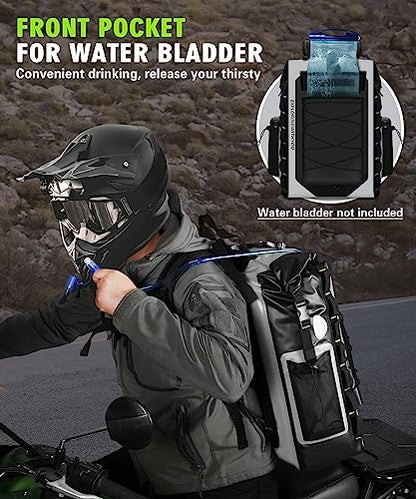 NICECNC Waterproof Motorcycle Backpack 40L, 500D PVC Multi-functional Motorcycle Rear Seat Bag Dry Bag Tail Bag Helmet Luggage Bag for Riding Camping Boating - color: Grey