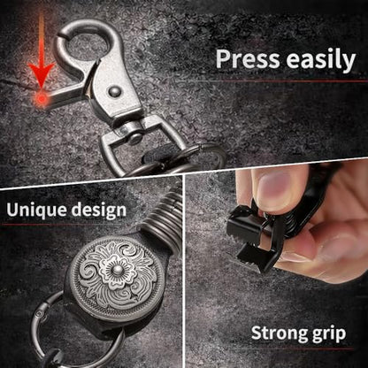 Heavy Duty Glove & Hat Clip with Carabiner, All-Metal Spring Clamp Work Glove Holder for Tool Belt, Harness, Backpack - style: Concho