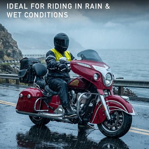 Waterproof Motorcycle Rain Suit, 2-Piece Reflective Gear, Lightweight Riding Jacket & Pants, Protective Raincoat with Hoodie - color: Green, size: XL-2XL