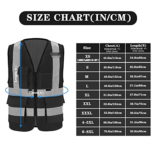 A-SAFETY XSmall Black safety vest xs (Black Mesh XS) - color: Black Mesh, size: X-Small