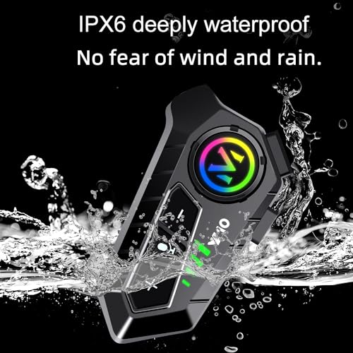 Motorcycle Helmet Bluetooth Headset Speakers with HiFi Sound,Noise Cancellation,1000mAh Battery,25 Hours Use,Boom Mircrophone,Easy to Install Use with Golves,IPX6 Waterproof,Voice Assistant