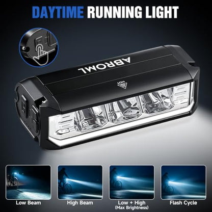 2026 NEW Bike Phone Holder, 2-in-1 Detachable Bike Light & Motorcycle Phone Mount Holder, IPX5 Rechargeable Bicycle Headlight, Adjustable for iPhone 17 16 15 Pro Max, Galaxy and 4-6.5" Phone
