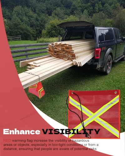 18x18 Inch Safety Flags, Mesh Warning Flags Quick Hook Up Safety Reflective Flags Single Sided Cross-Reflective Strip Flag for Trailer Hauling Transport (Red-2 Pack) - color: Red