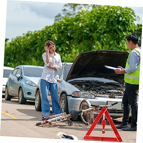 2pcs Reflective Car Warning Triangle Kit Durable Auto Safety Tripod for Roadside Emergencies Compact Design for Easy Storage for Vehicles and Work Trucks