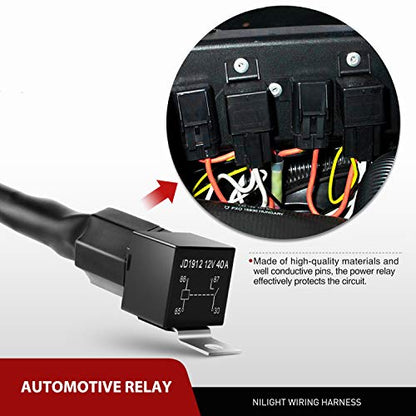 Nilight - 10036W 14AWG 11.5 Feet DT Connector Wiring Harness Kit LED Light Bar 12V On Off Switch Power Relay Blade Fuse for Off Road Lights LED Work Light-2 Leads - size: 14AWG Wiring Harness-2 Leads