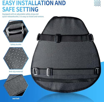 Motorcycle Gel Seat Cushion with Sunshade Cover, Foldable Soft Pressure Relief Pad with 3D-Honeycomb & Petal Ergonomic Design, Shock Absorption & Breathable Motorcycle Gel Seat Pad for Long Rides