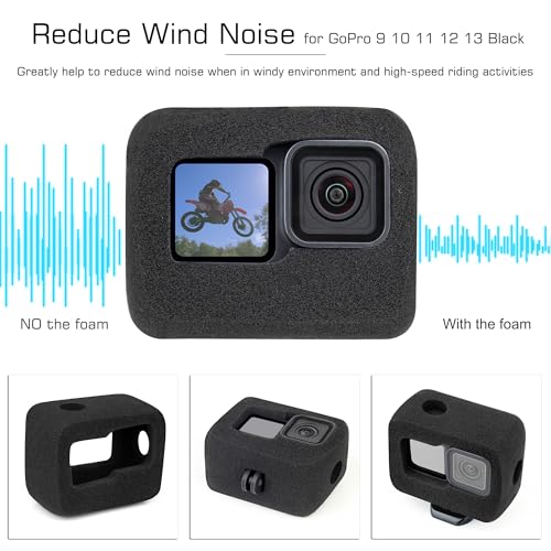 GEPULY Windslayer Helmet Chin Mount for Vlogger Motorcycle Camera Mount | Wind Foam For Hero13-9 Cuts Noise,Extension Adapter Adjusts POV,Bendable Fits Any Full-Face Helmet,High-Speed Recording Ready