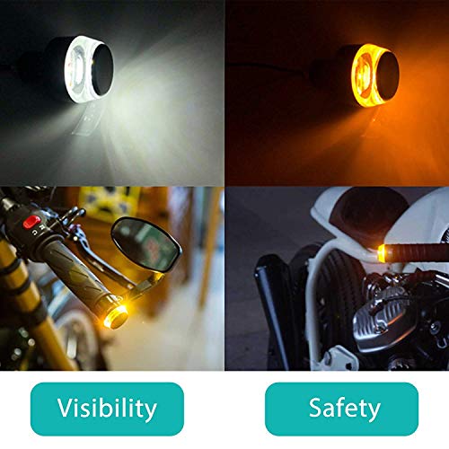 TOPKU Motorcycle Turn Signal Light Grip Bar Plug Strobe Side Marker End LED Handlebar Motorcycle Handle Bar Grip Plug Side Marker Lamp Accessory 2-Pack