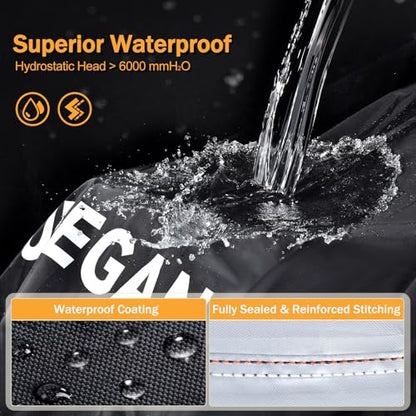 Heavy Duty Motorcycle Cover Waterproof Outdoor Universal Fit up to 92 Inch, All Season Protection for Kawasaki Z650 Ninja ZX-10R, Honda Rebel 500 CBR500R with See-Through License Panel