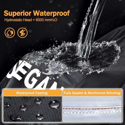 Heavy Duty Motorcycle Cover Waterproof Outdoor, Universal Fit with All Season Protection & Ventilation Vents for Harley Davidson, Indian, BMW Cruiser, Touring, ADV Storage up to 104 Inch