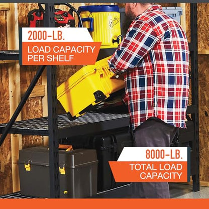 Ironton 4-Tier Industrial Steel Shelving Unit, 8,000-Pound Load Capacity, Garage Storage Rack, 77" W x 24" D x 72" H - size: 4 Tier