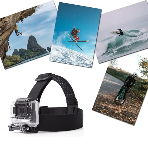 Head Strap Mount Compatible with GoPro Hero 13 12 11 10 9 8/AKASO EK7000 Brave 4 7 LE V50X/DJI Osmo/ODDV/Hiicam/Dragon Touch/Icefox/WOLFANG/Jadfezy Action Cameras Elastic Flexible Head Belt