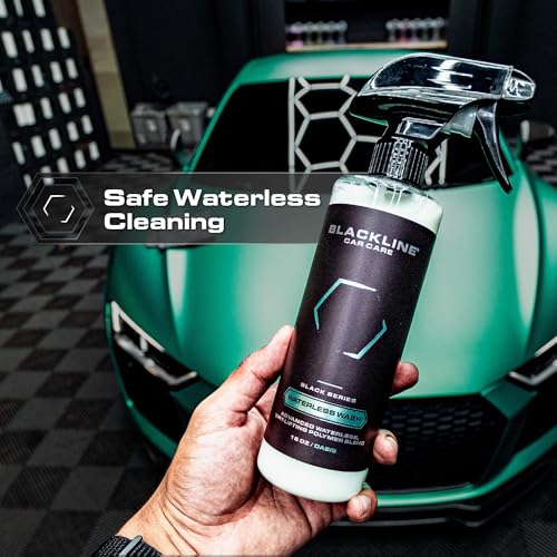 Blackline Waterless Wash – No-Rinse High Gloss Shine for Luxury Vehicles – Safe for Paint, Glass, Chrome, Wraps – Scratch-Free Finish with Hydrophobic Protection – Pina Colada Scent – 16 oz