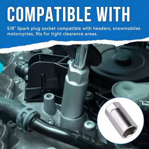 5/8" Spark Plug Socket Compatible with Headers, Snowmobiles, motoRcycles, Fits For Tight Clearance Areas (1-1/2" Long, 3/4" Hex on the Outside)