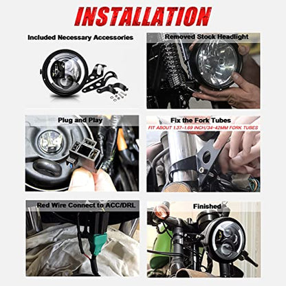 7 inch LED Round Motorcycle Headlight DOT Approved with Housing Bucket Turning Signals DRL Mount Bracket Projector Hi/Low Beam 7" Headlight for H-arley Davidson dyna Honda Suzuki Yamaha - size: 7in Motorcycle Headlight with L/R Turn Signals
