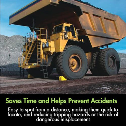 Checkers Heavy Duty Wheel Chocks for 95"-142" Tires, One Large Tire Chock for Haul Trucks, Loaders, and Cranes, 427 Ton Capacity, Lightweight HDPE, Made in the USA, Yellow, MC3012 - size: For 95"-142" Tires