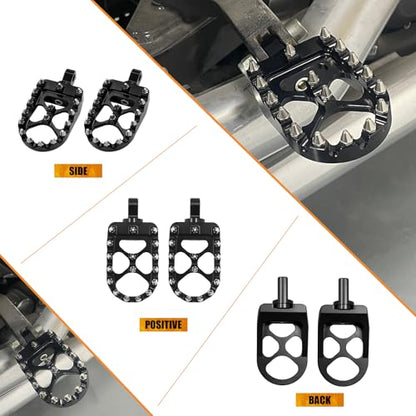 Foot Pegs MX Offroad Footpegs CNC 360° Roating Fit For Harley Sportster Iron 883 Softail Street Glide Dyna Fatboy Black - color: Black with Cone Spikes