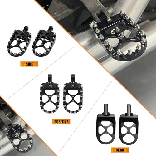 Foot Pegs MX Offroad Footpegs CNC 360° Roating Fit For Harley Sportster Iron 883 Softail Street Glide Dyna Fatboy Black - color: Black with Cone Spikes