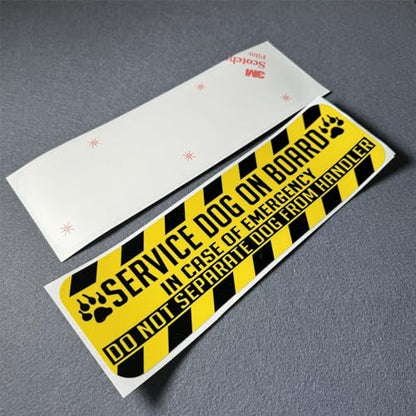 Car Stickers Service Dog on Board Emergency Warning Yellow Auto Truck Tail Window Triangle Decals Motor Body Vans Applique (2, 150x45mm) - size: 150x45mm